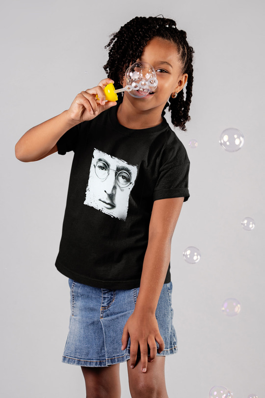 John Lennon Baskılı Unisex Siyah Çocuk Tişört