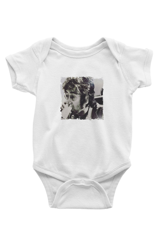 John Lennon Unisex Baskılı Beyaz Bebek Body - Zıbın