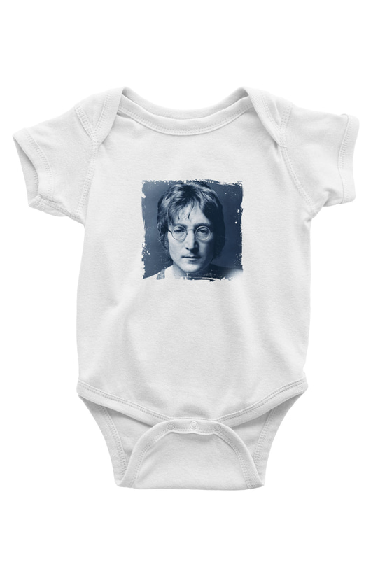 John Lennon Unisex Baskılı Beyaz Bebek Body - Zıbın