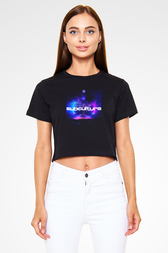 John Ocallaghan Siyah  Crop Top Tişört