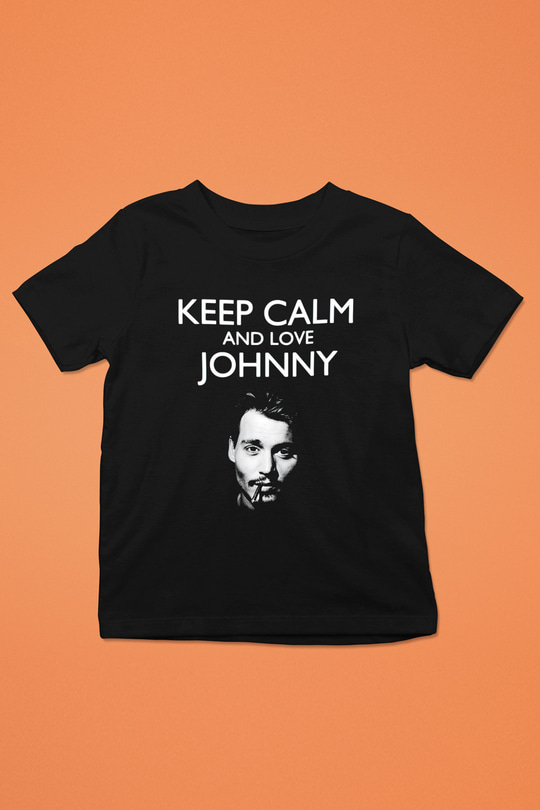 Johnny Depp Baskılı Siyah Unisex Çocuk Tişört