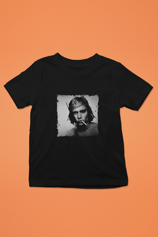Johnny Depp Baskılı Unisex Siyah Çocuk Tişört