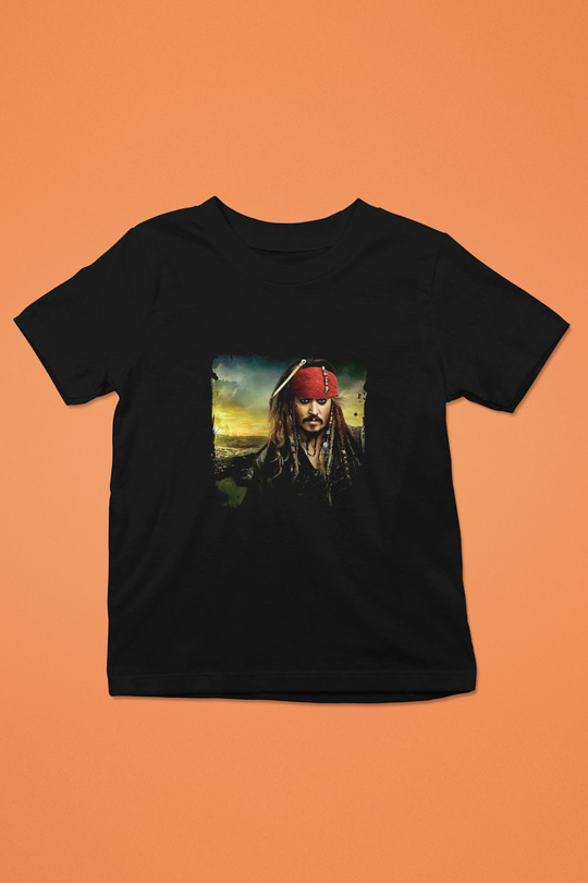 Johnny Depp Baskılı Unisex Siyah Çocuk Tişört
