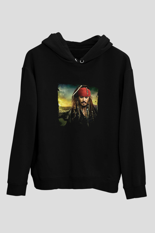Johnny Depp Baskılı Unisex Siyah Hoodie