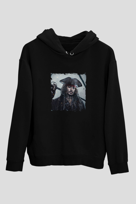 Johnny Depp Baskılı Unisex Siyah Hoodie