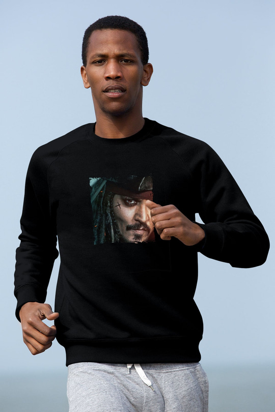 Johnny Depp Baskılı Unisex Siyah Sweatshirt