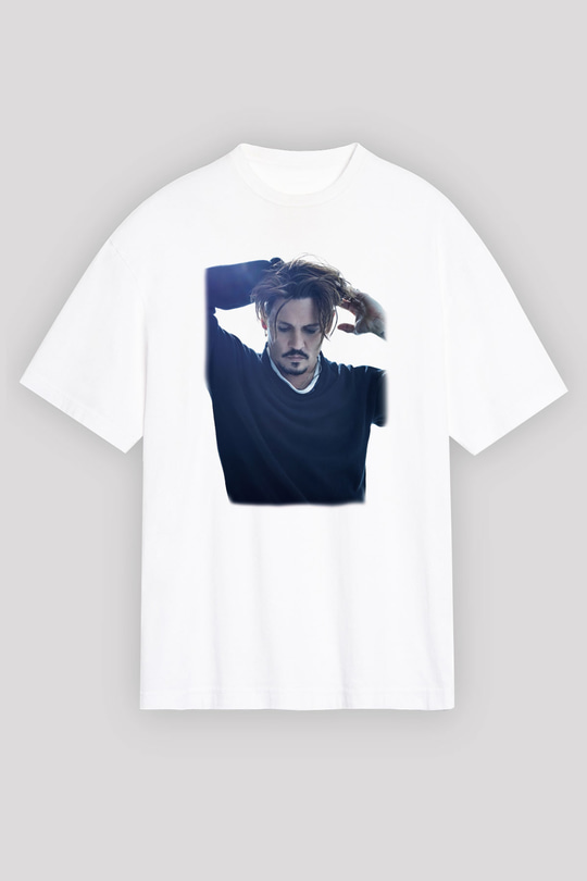 Johnny Depp Beyaz Unisex Oversize Tişört T-Shirt