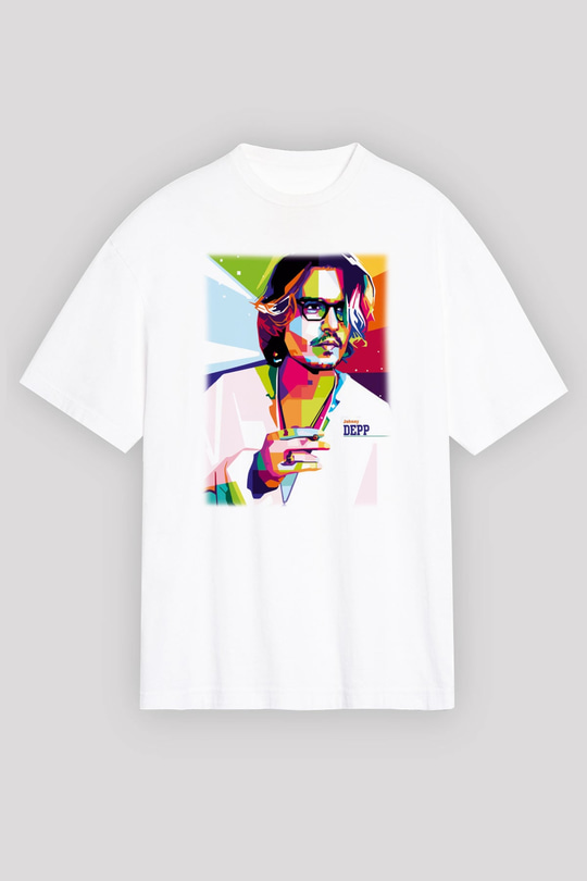 Johnny Depp Beyaz Unisex Oversize Tişört T-Shirt