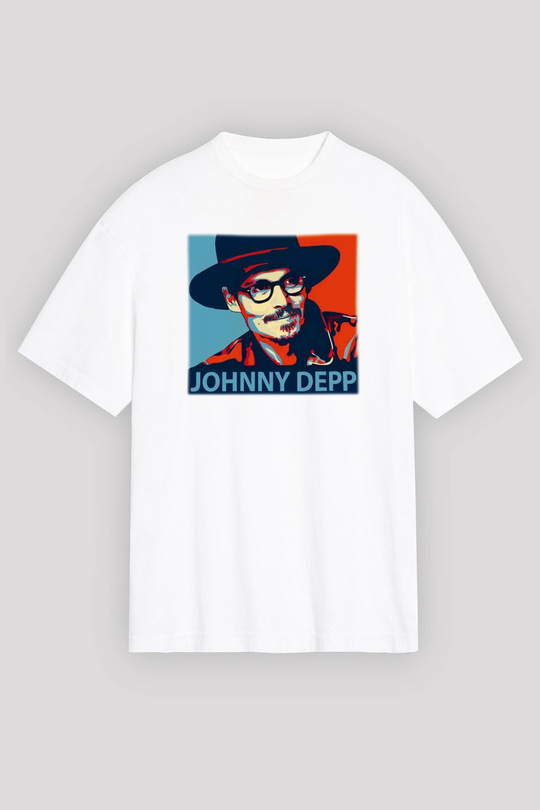 Johnny Depp Beyaz Unisex Oversize Tişört T-Shirt