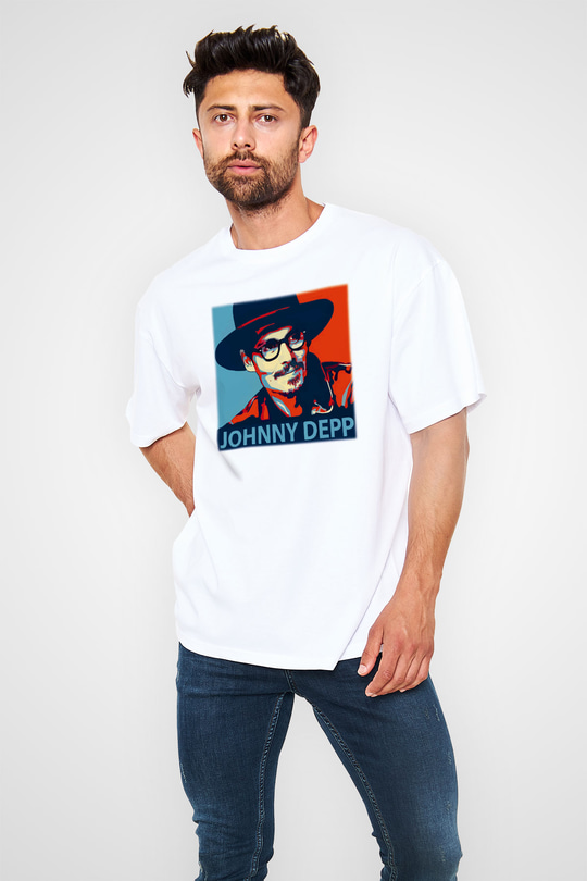 Johnny Depp Beyaz Unisex Oversize Tişört T-Shirt