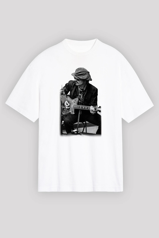 Johnny Depp Beyaz Unisex Oversize Tişört T-Shirt