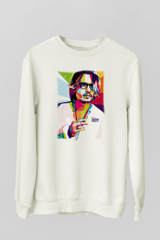 Johnny Depp Beyaz Unisex Sweatshirt
