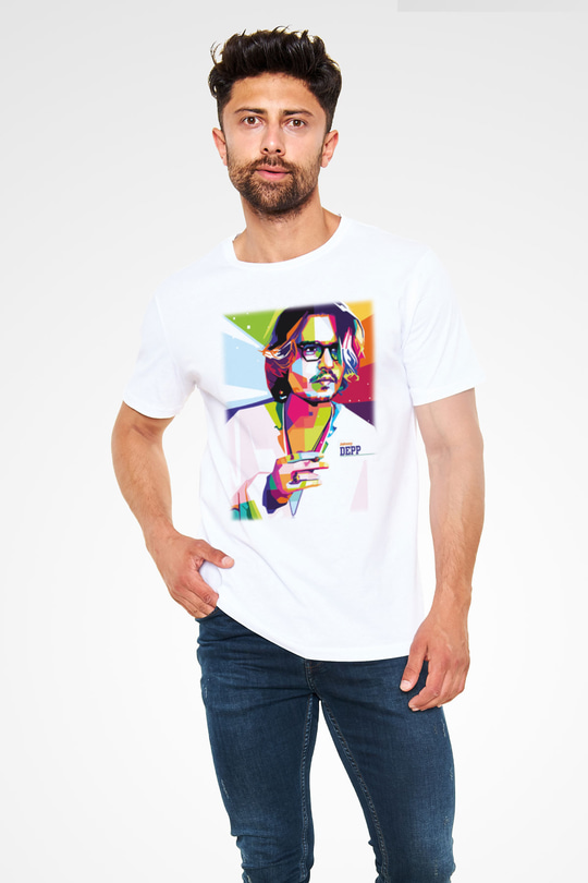 Johnny Depp Beyaz Unisex Tişört T-Shirt - TişörtFabrikası