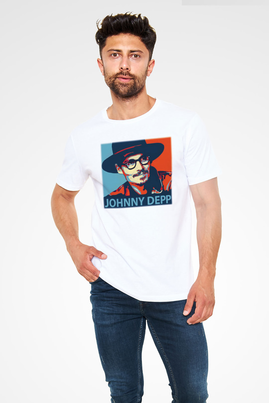 Johnny Depp Beyaz Unisex Tişört T-Shirt - TişörtFabrikası