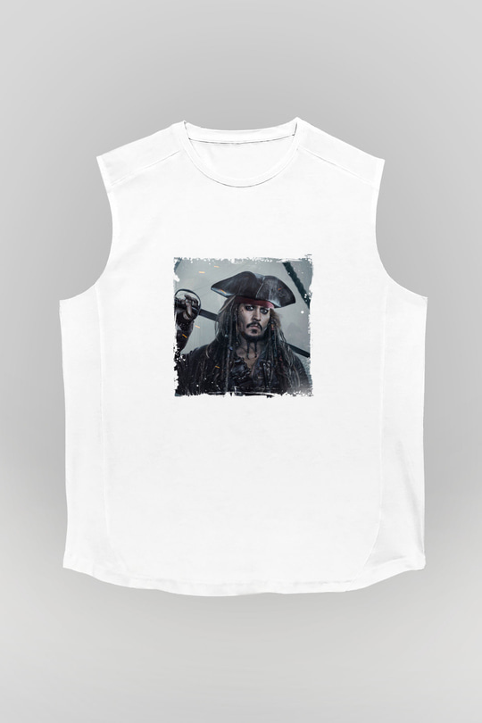 Johnny Depp Unisex Baskılı Beyaz Kolsuz Tişört