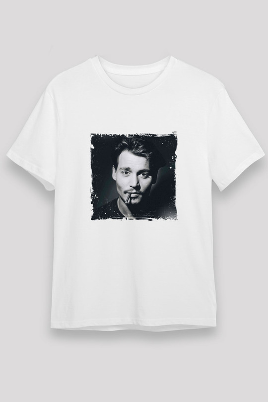 Johnny Depp Unisex Baskılı Beyaz Tişört