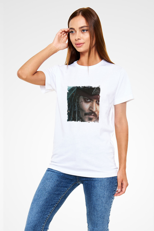 Johnny Depp Unisex Baskılı Beyaz Tişört