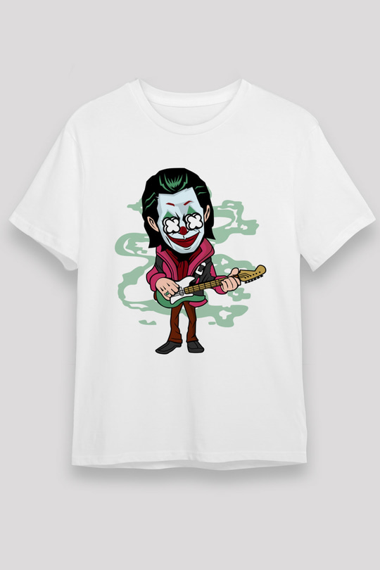 Joker Rockstar Baskılı Unisex Beyaz Tişört