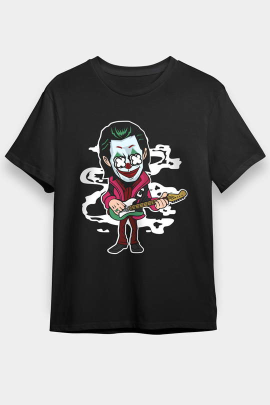 Joker Rockstar Baskılı Unisex Siyah Tişört