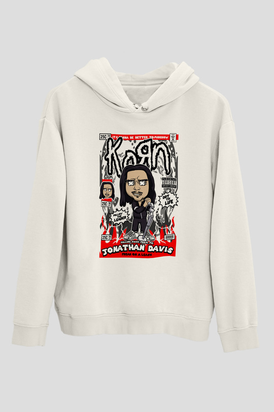 Jonathan Davis KoRn  Baskılı Unisex Beyaz Hoodie