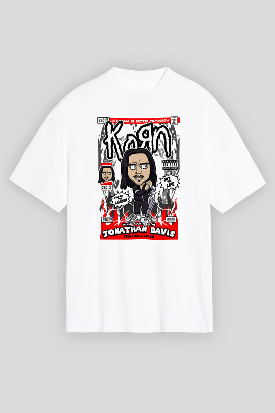 Jonathan Davis KoRn  Baskılı Unisex Beyaz Oversize Tişört