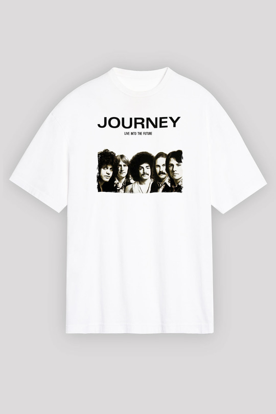 Journey Baskılı Beyaz Unisex Oversize Tişört - Tshirt