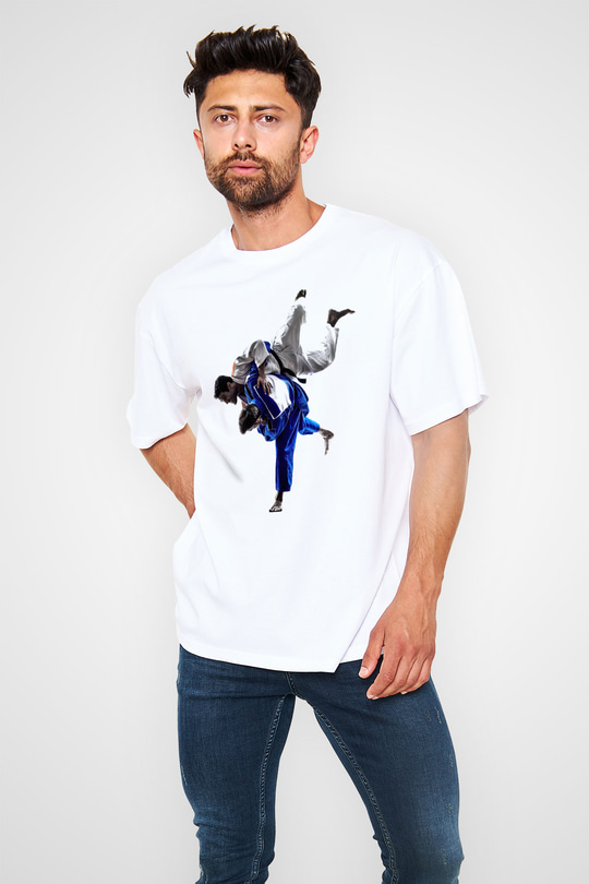 Judo Beyaz Unisex Oversize Tişört T-Shirt