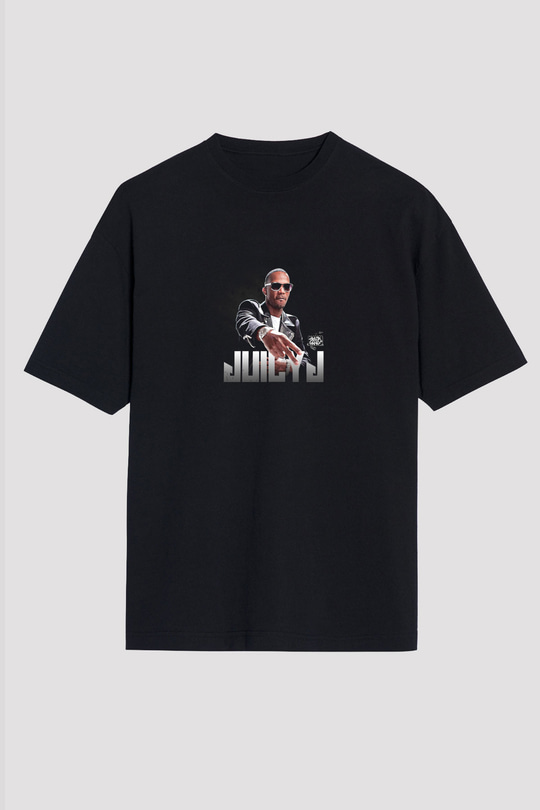 Juicy J Baskılı Unisex Oversize Siyah Tişört