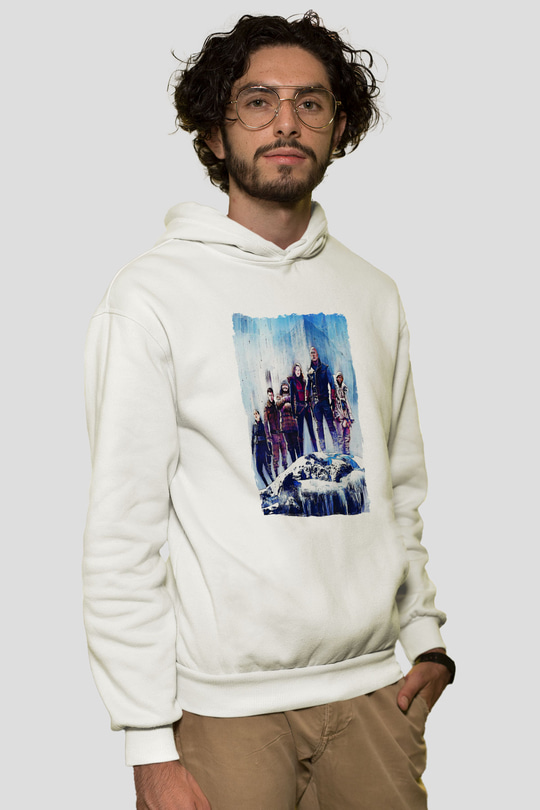 Jumanji Baskılı Beyaz Unisex Hoodie