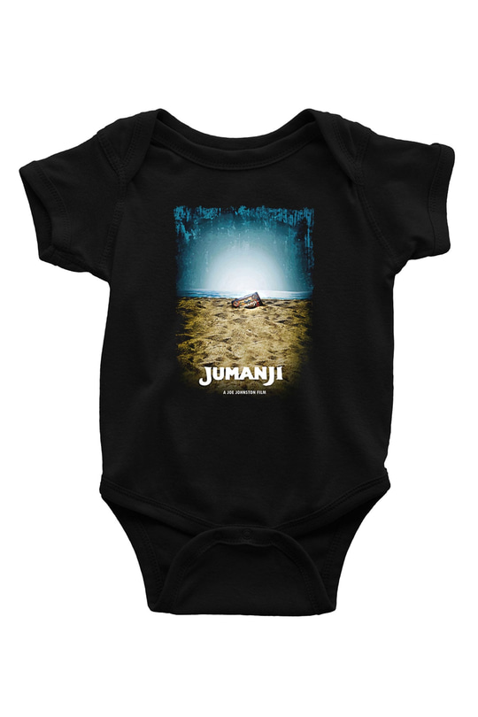 Jumanji Baskılı Unisex Siyah Bebek Body - Zıbın