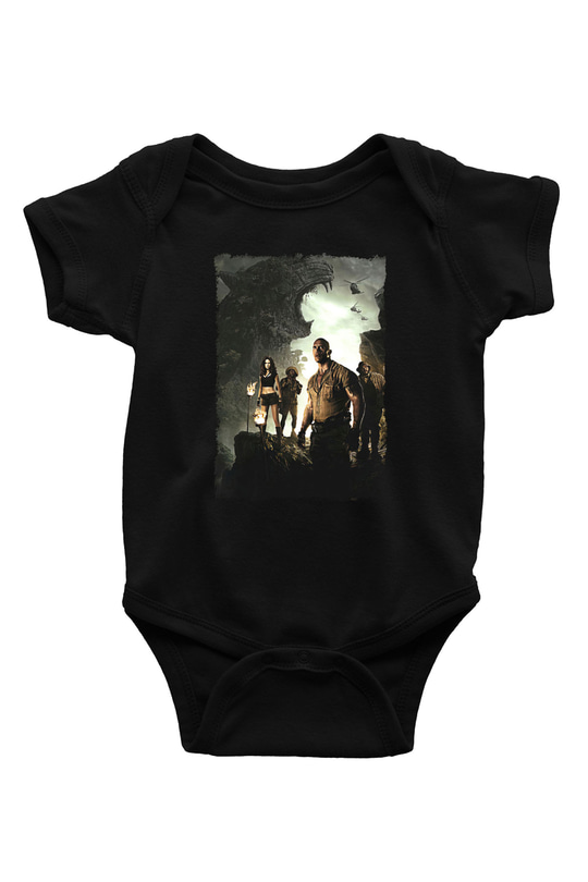 Jumanji Baskılı Unisex Siyah Bebek Body - Zıbın
