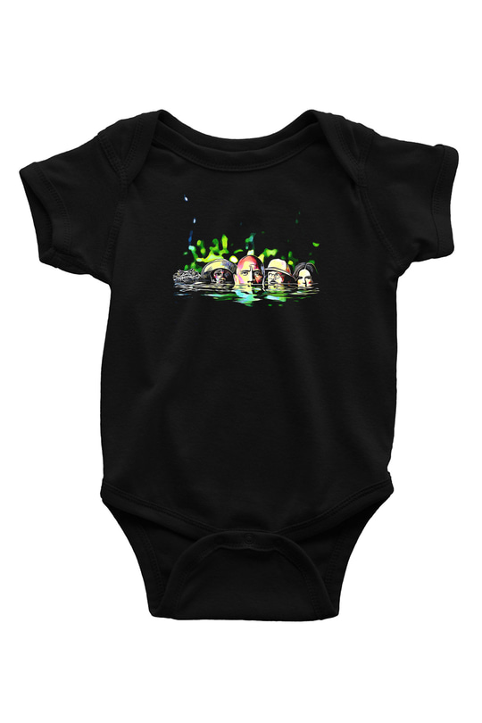 Jumanji Baskılı Unisex Siyah Bebek Body - Zıbın