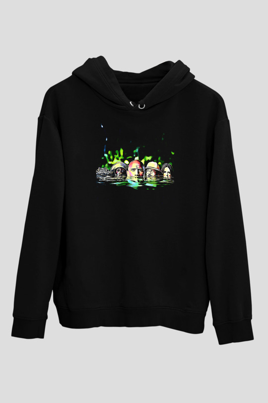 Jumanji Baskılı Unisex Siyah Hoodie