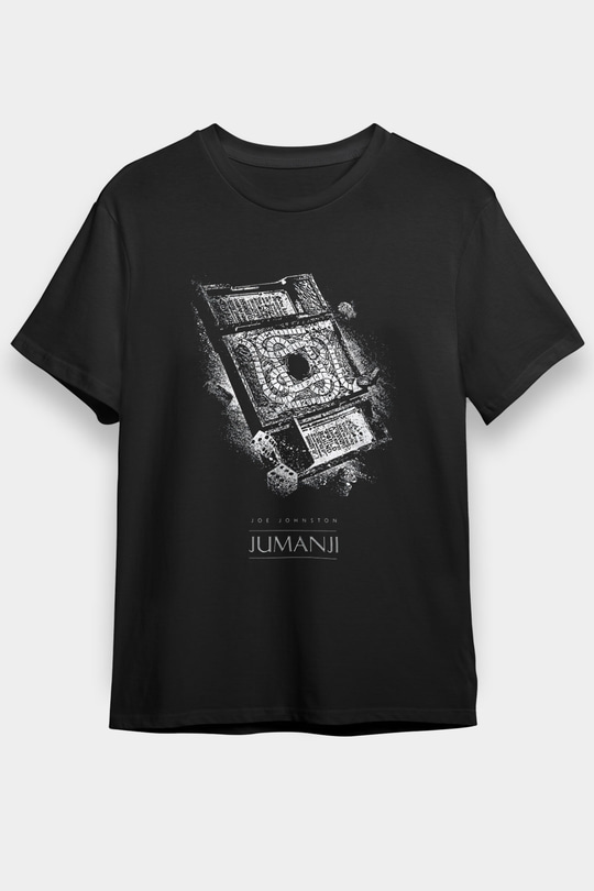 Jumanji Baskılı Unisex Siyah Tişört - Tshirt