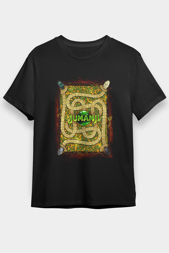 Jumanji Baskılı Unisex Siyah Tişört - Tshirt