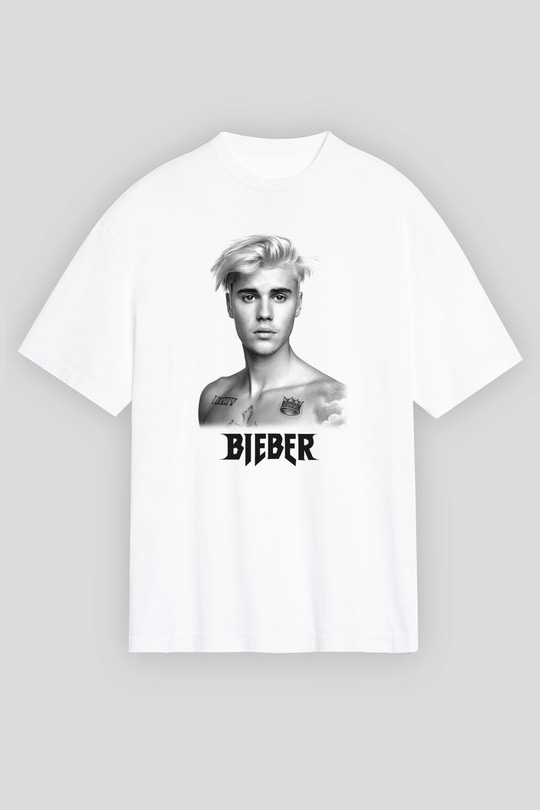 Justin Bieber Beyaz Unisex Oversize Tişört T-Shirt