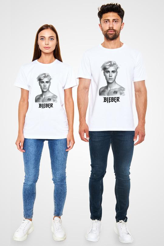Justin Bieber Beyaz Unisex Tişört T-Shirt - TişörtFabrikası