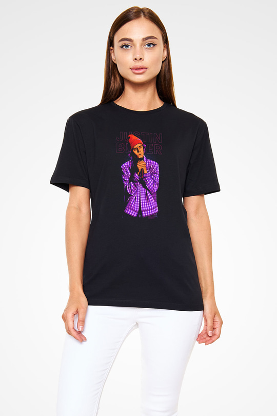 Justin Bieber Siyah Unisex Tişört T-Shirt - TişörtFabrikası