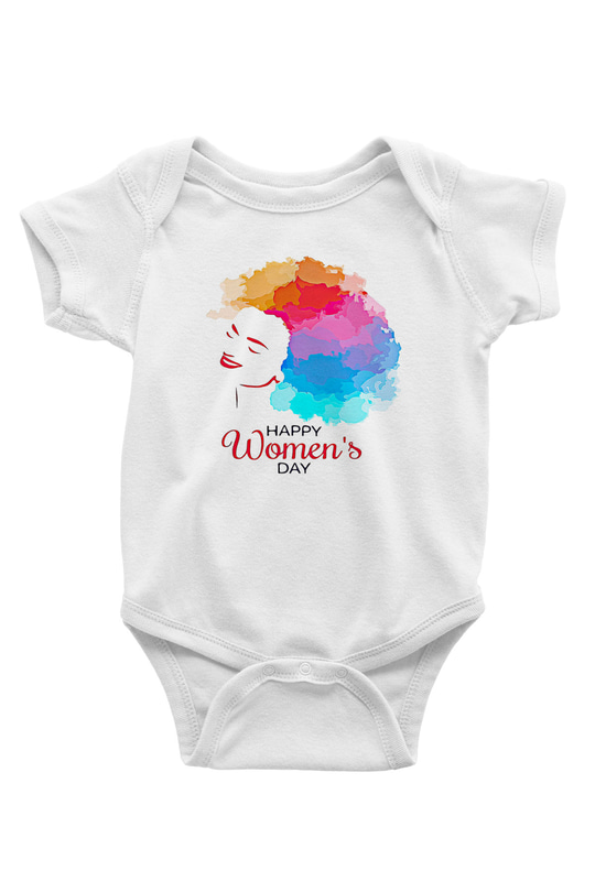 Kadınlar Günü Baskılı Beyaz Unisex Bebek Body - Zıbın