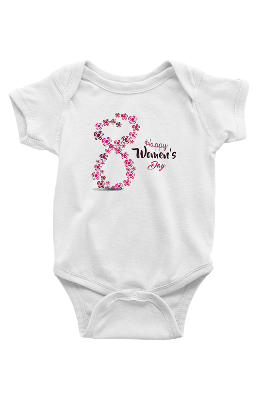 Kadınlar Günü Baskılı Beyaz Unisex Bebek Body - Zıbın