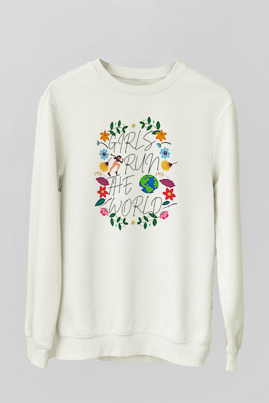 Kadınlar Günü Baskılı Beyaz Unisex Sweatshirt