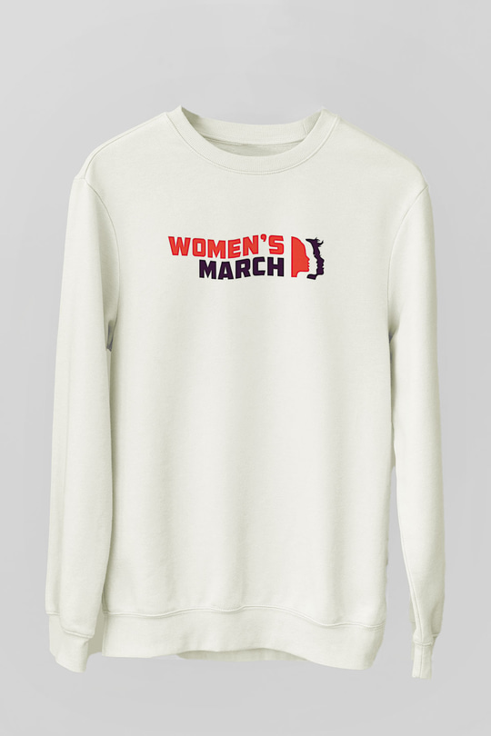 Kadınlar Günü Baskılı Beyaz Unisex Sweatshirt
