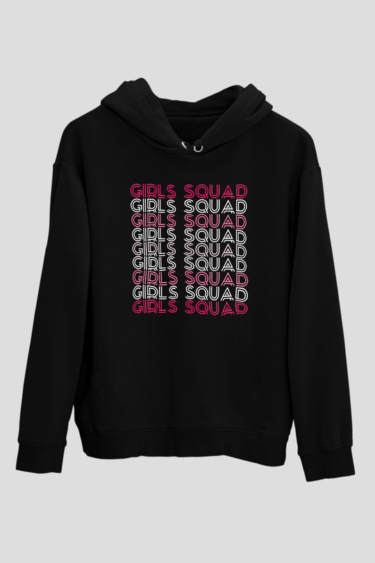 Kadınlar Günü Baskılı Unisex Siyah Hoodie