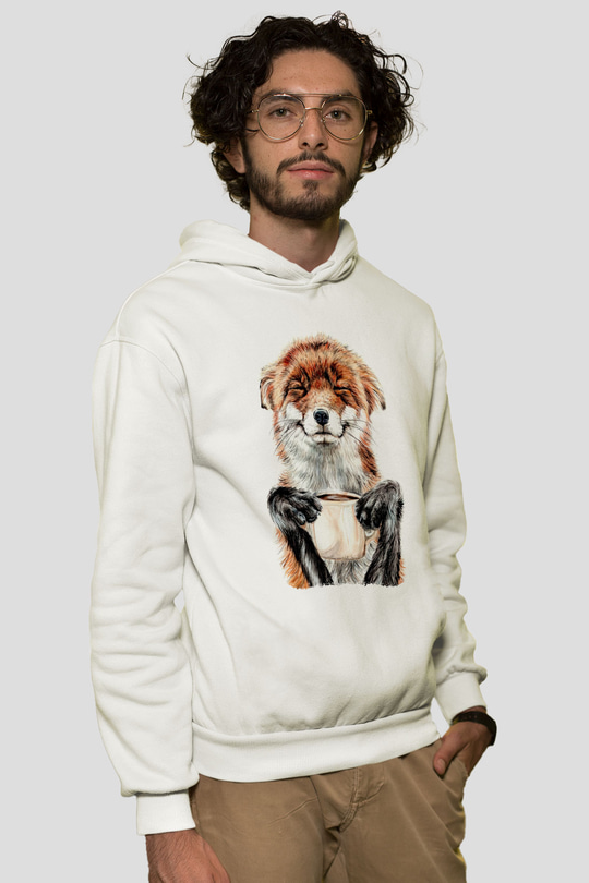 Kahve KolikBeyaz  Unisex Hoodie