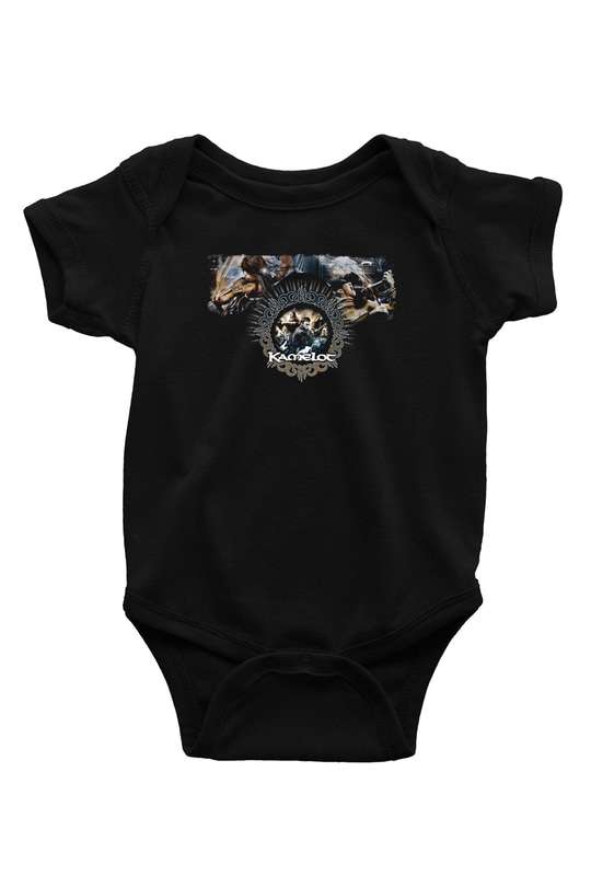 Kamelot Baskılı Unisex Siyah Bebek Body - Zıbın