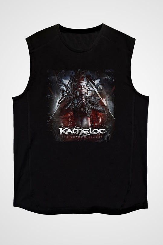Kamelot Baskılı Unisex Siyah Kolsuz Tişört - Tshirt