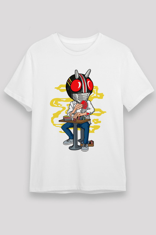 Kamen Gambler Baskılı Unisex Beyaz Tişört