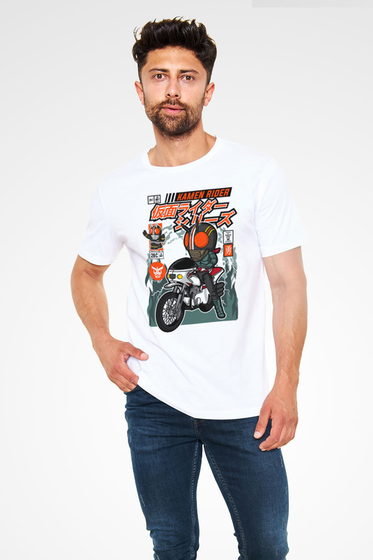 Kamen Rider Baskılı Unisex Beyaz Tişört