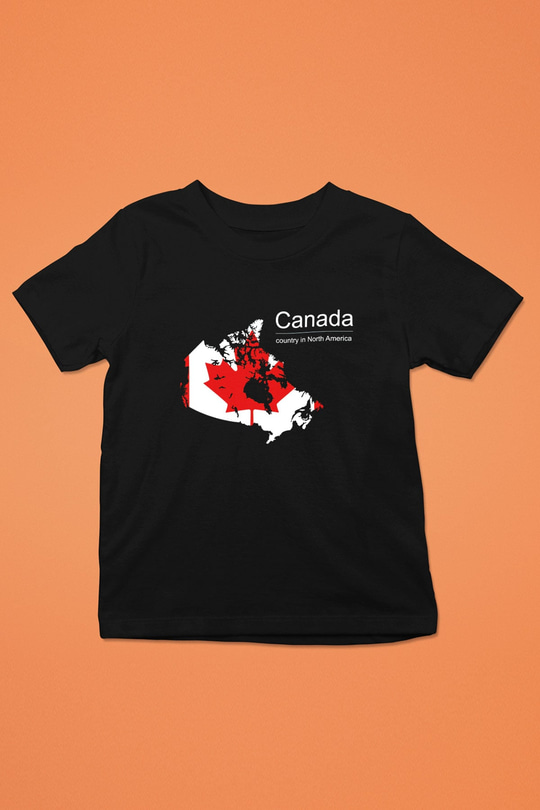 Kanada Baskılı Siyah Unisex Çocuk Tişört