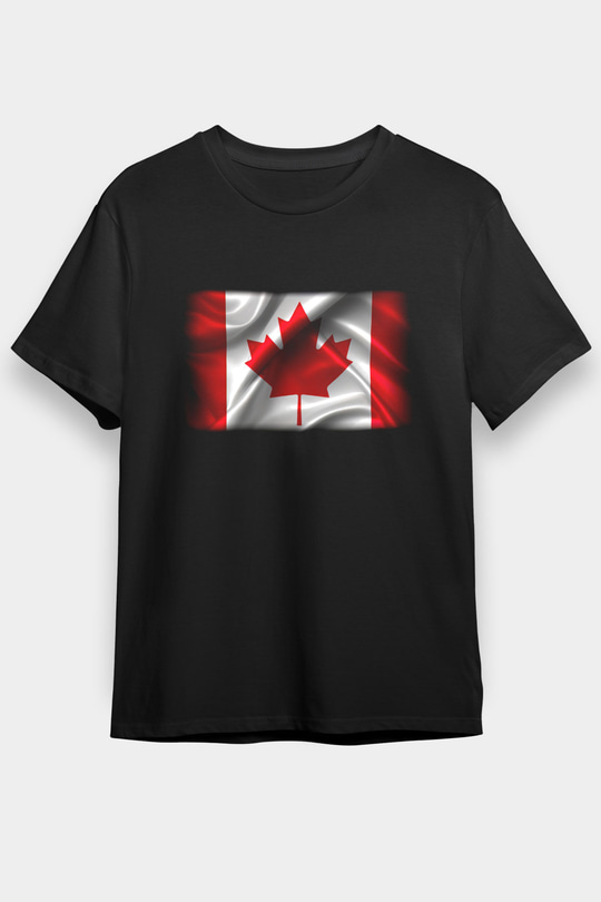 Kanada Siyah Unisex Tişört T-Shirt - TişörtFabrikası